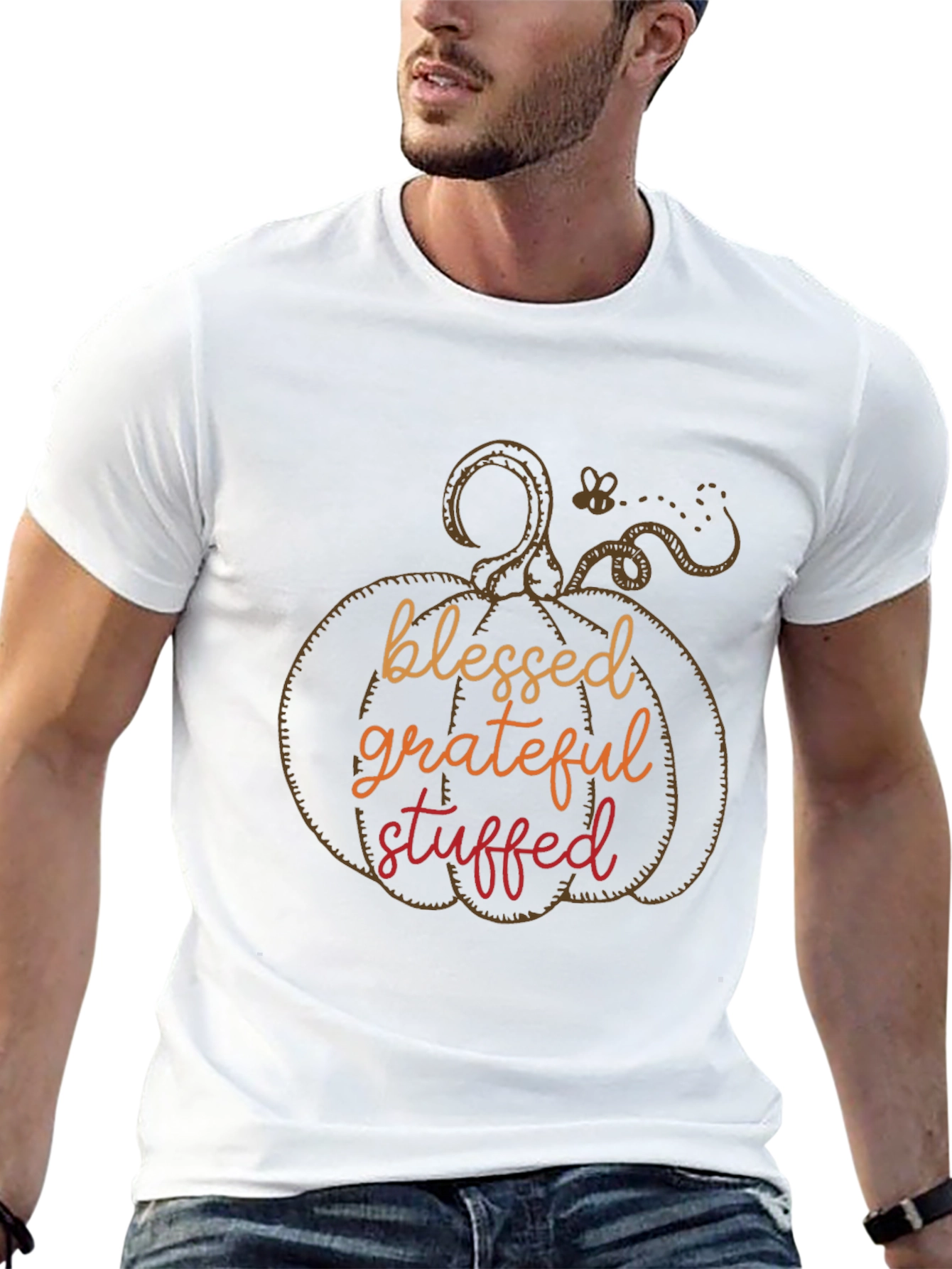 Blessed Grateful Stuffed Pumpkin Graphic Tee