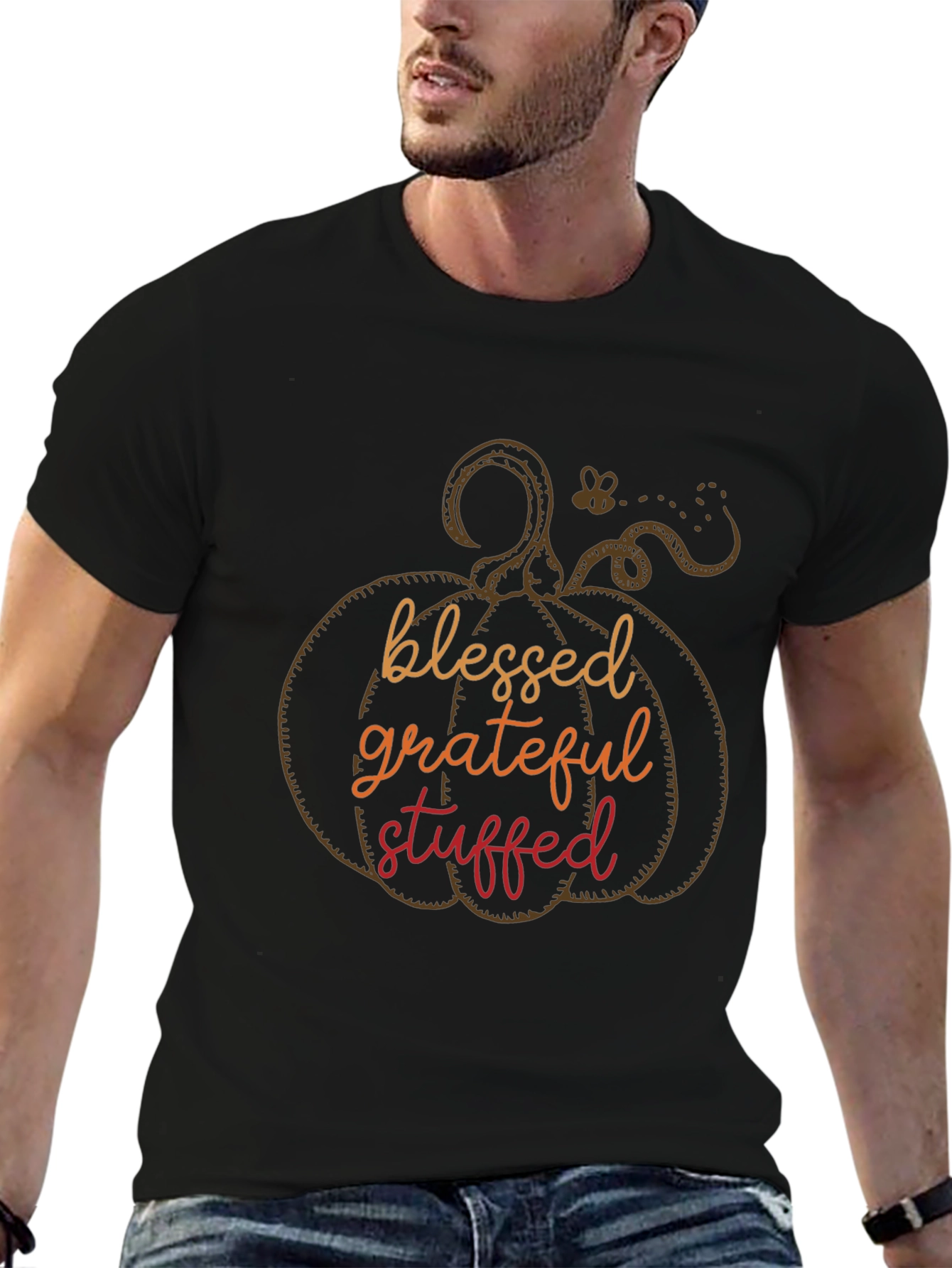 Blessed Grateful Stuffed Pumpkin Graphic Tee