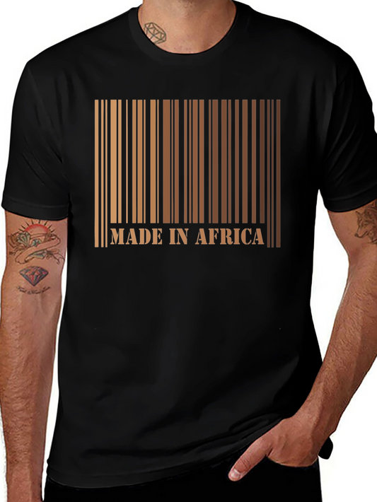 Made in Africa Barcode Graphic Tee - Black Cotton Shirt
