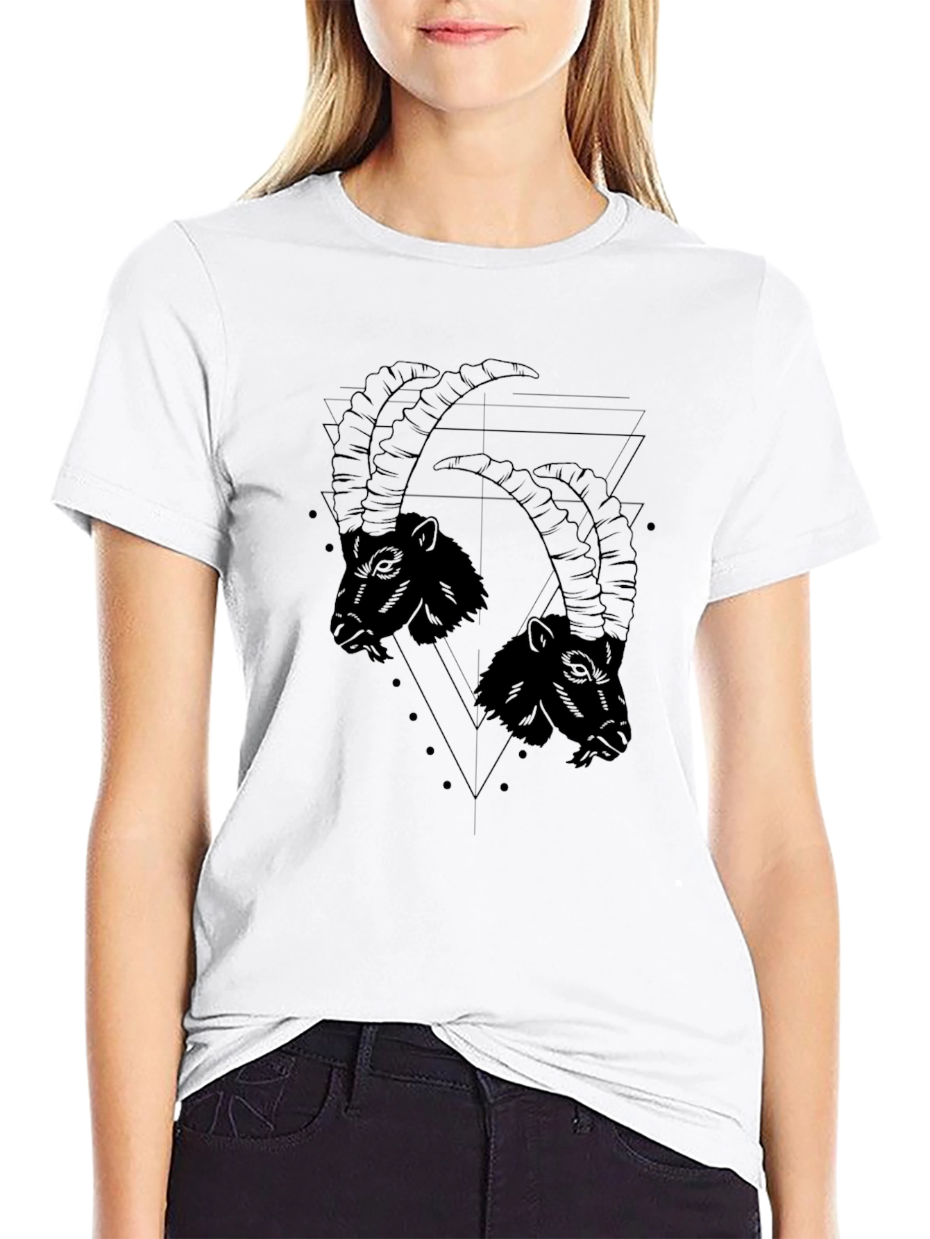 Graphic Tee - Two Goats Design Black T-Shirt