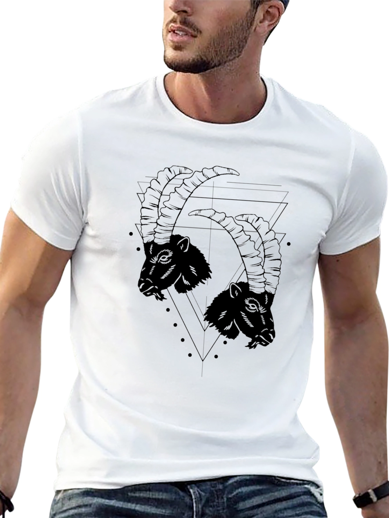 Graphic Tee - Two Goats Design Black T-Shirt