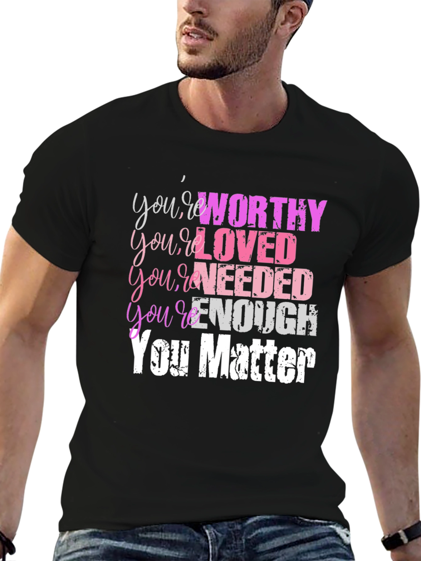 Inspirational You Matter Graphic Tee - Black