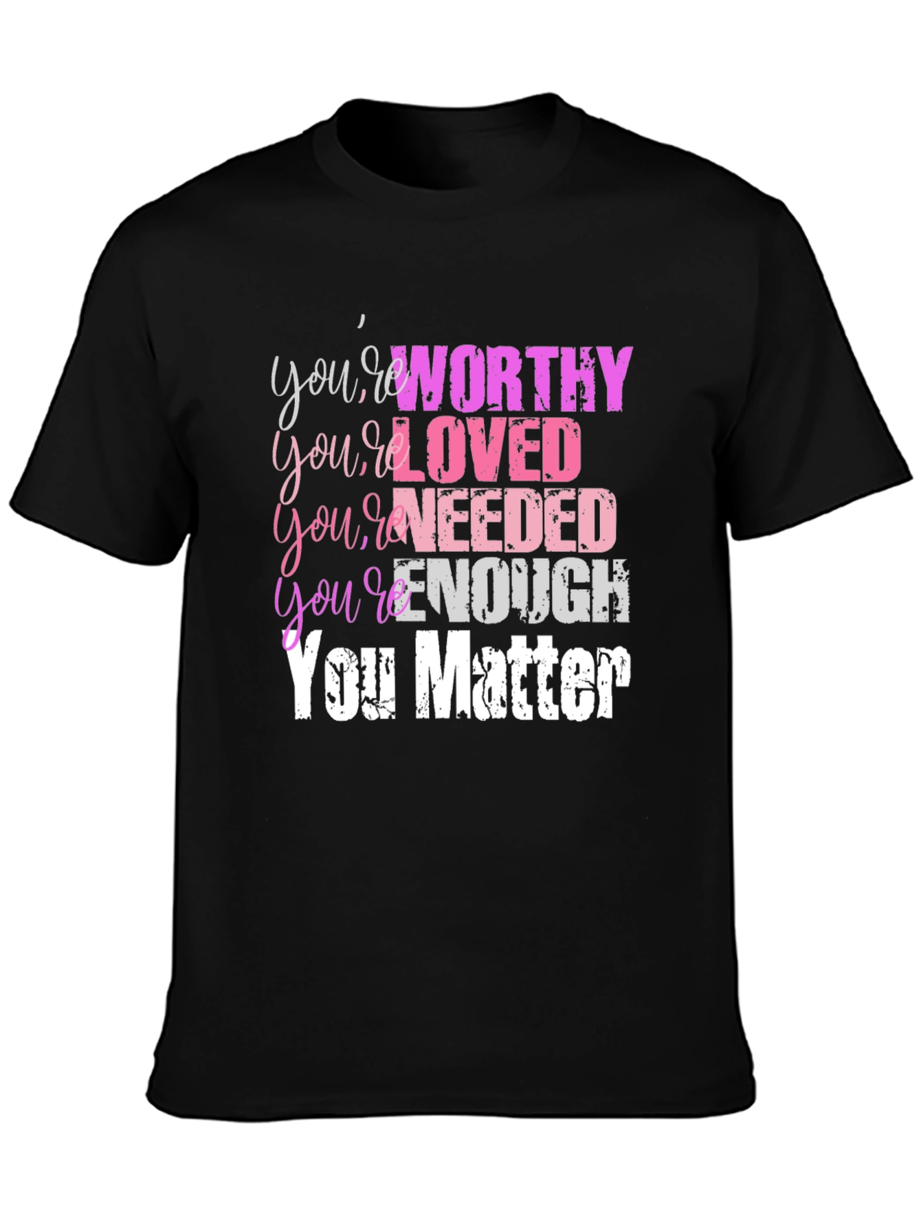 Inspirational You Matter Graphic Tee - Black
