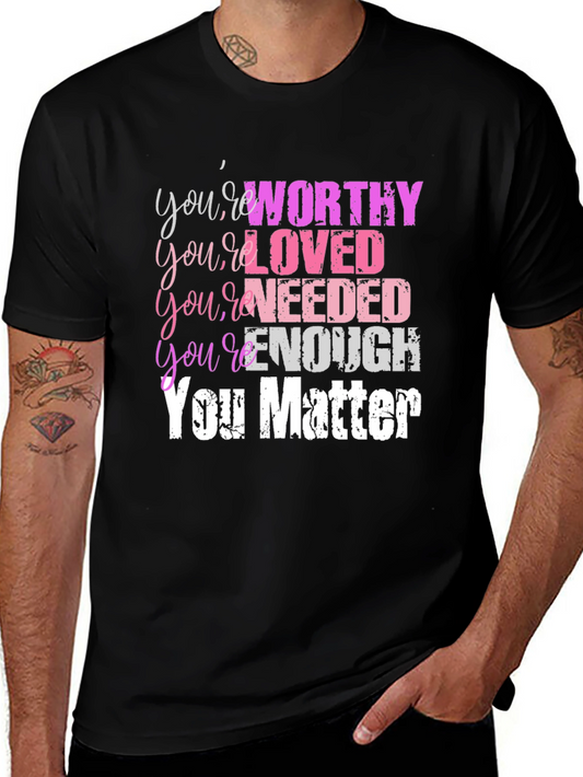 Inspirational You Matter Graphic Tee - Black