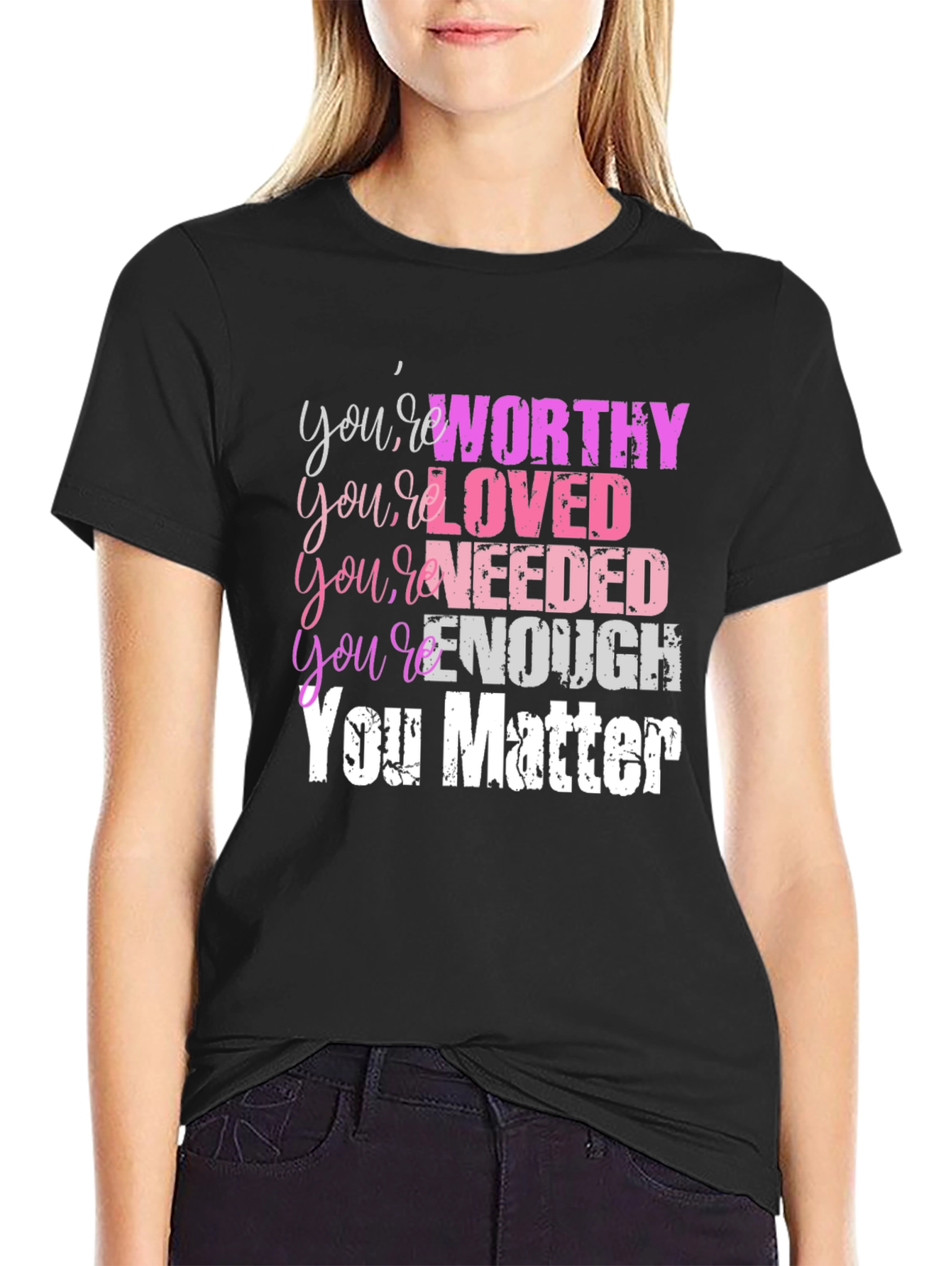 Inspirational You Matter Graphic Tee - Black