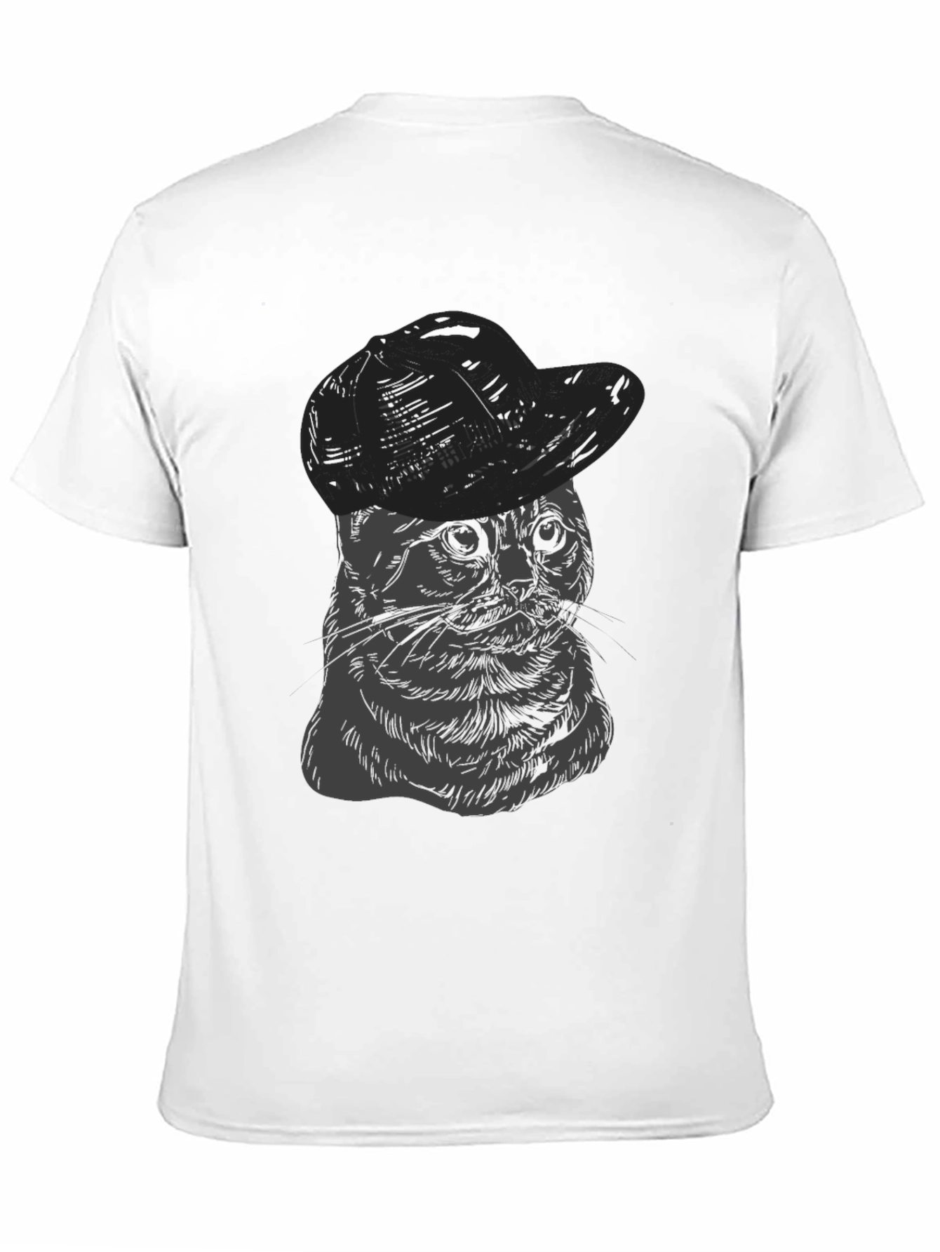 Cat in Hat Graphic Tee - Unisex Cotton T-Shirt