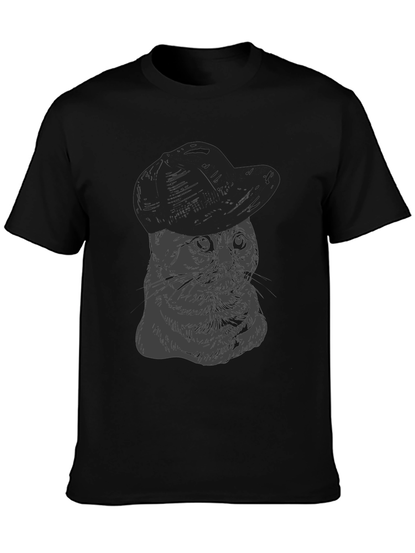 Cat in Hat Graphic Tee - Unisex Cotton T-Shirt