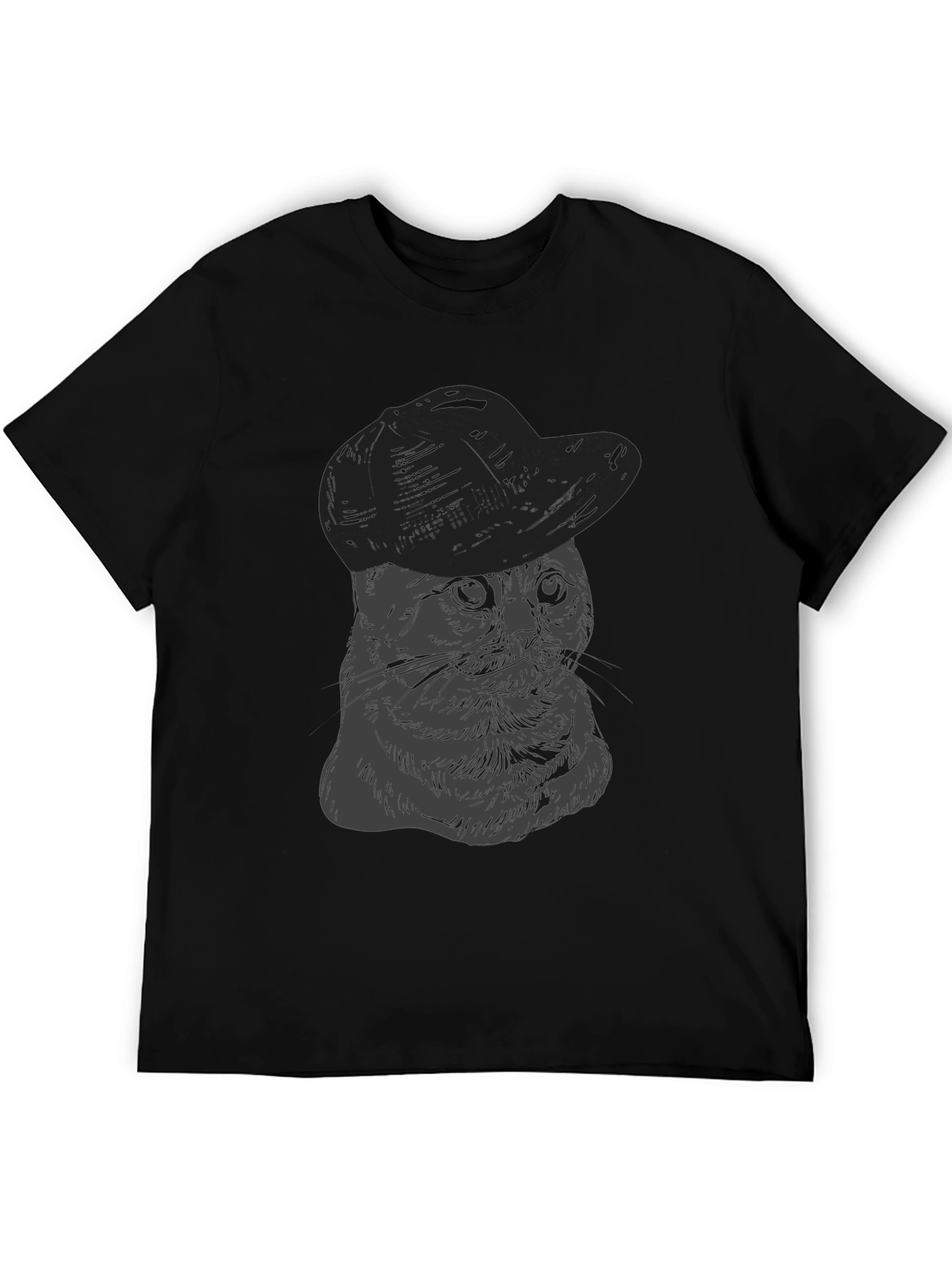 Cat in Hat Graphic Tee - Unisex Cotton T-Shirt