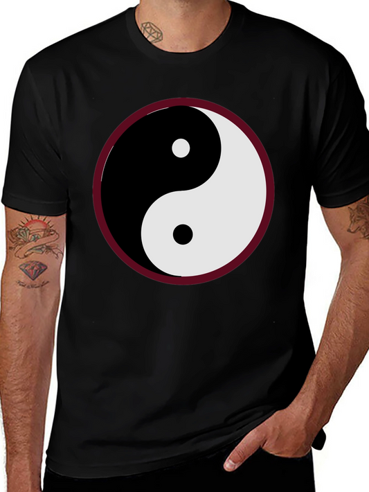Yin Yang Symbol Graphic Tee - Black Cotton Blend