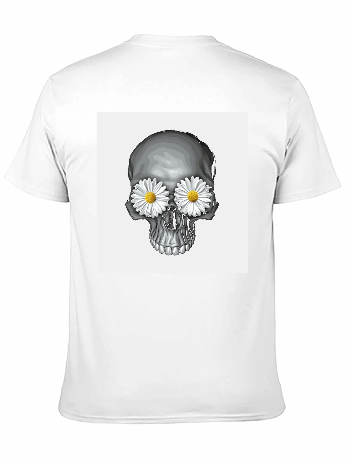 Skull with Daisy Eyes Graphic T-Shirt