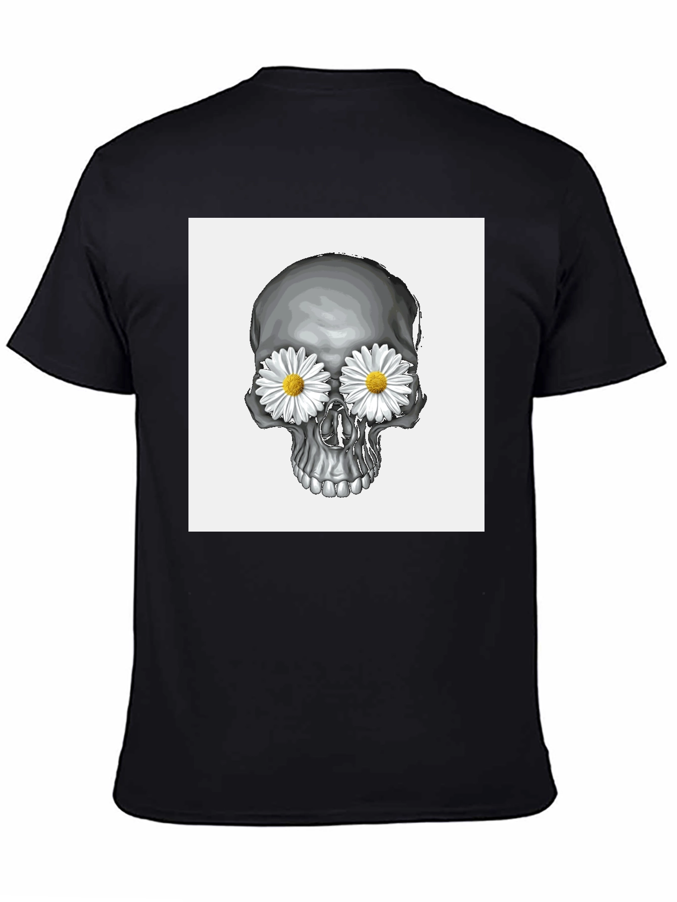 Skull with Daisy Eyes Graphic T-Shirt