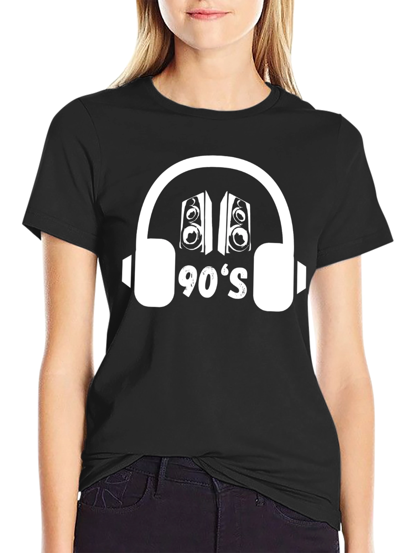 90s Music T-Shirt - Retro Headphone Speaker Design