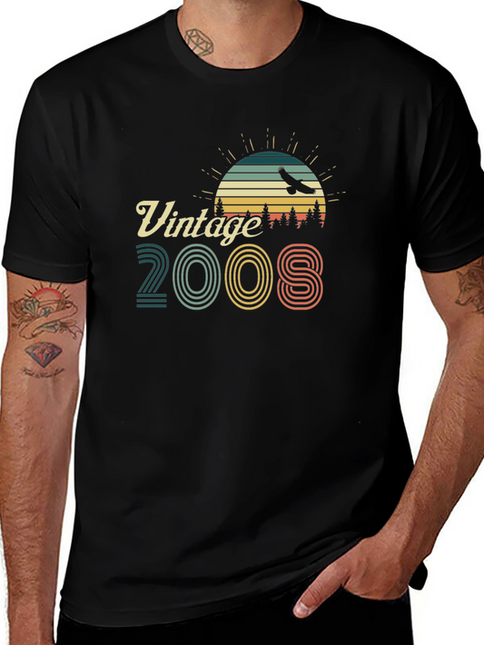 Vintage 2008 T-Shirt Retro Sunset Eagle Graphic Tee