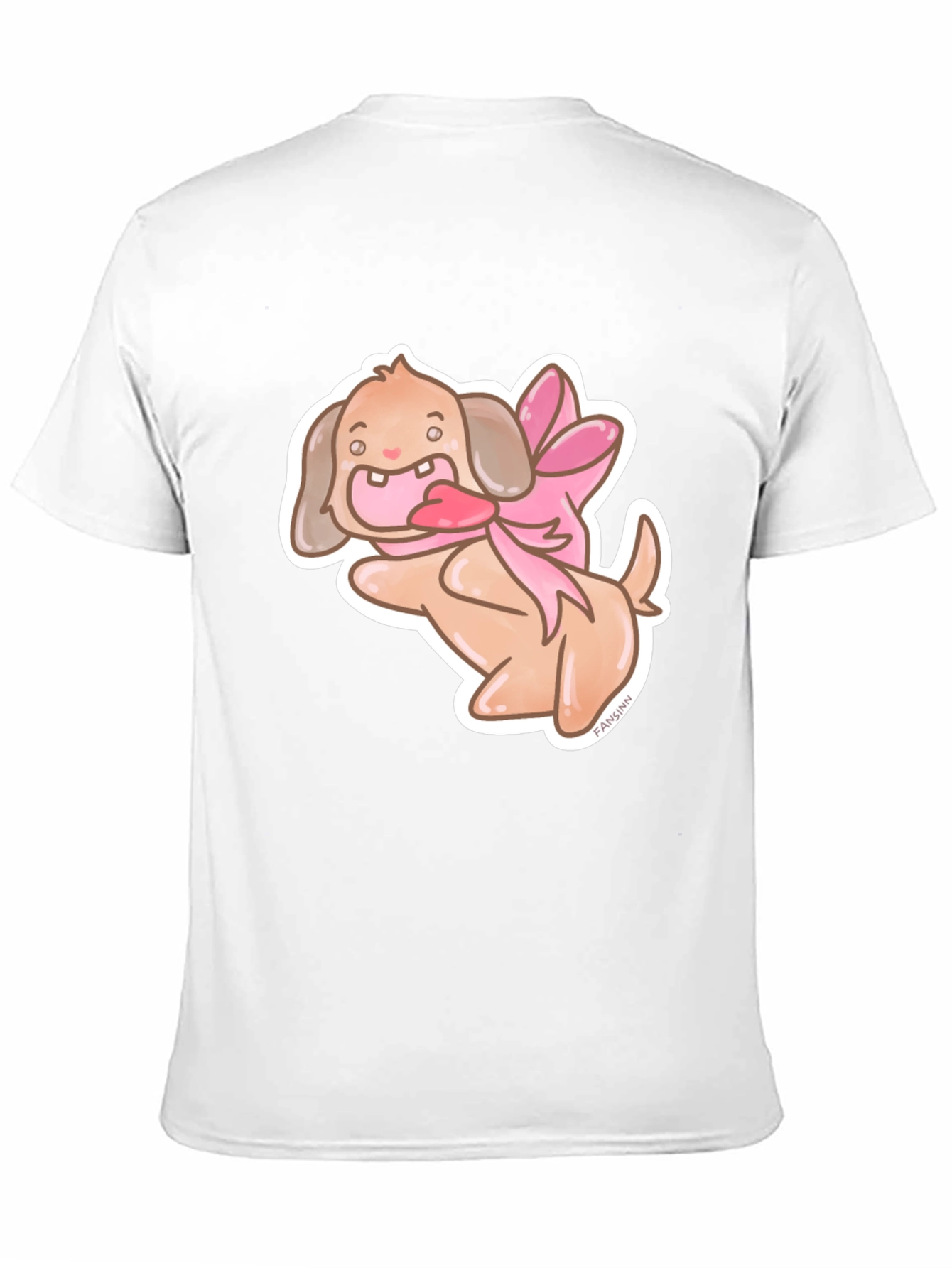 Dog With Ribbon Graphic Black T-Shirt