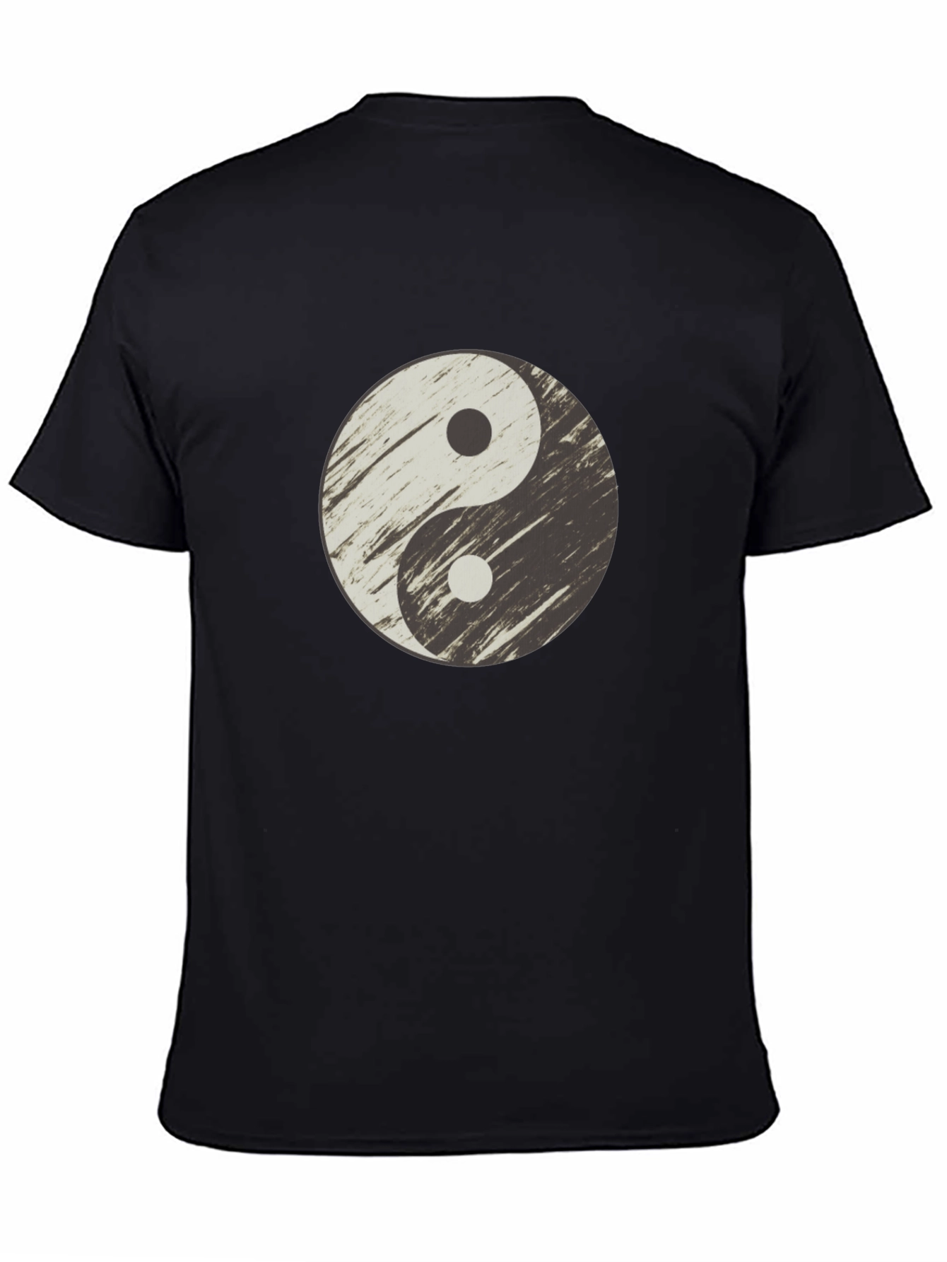 Yin Yang Distressed Graphic T-Shirt - Casual Black Tee