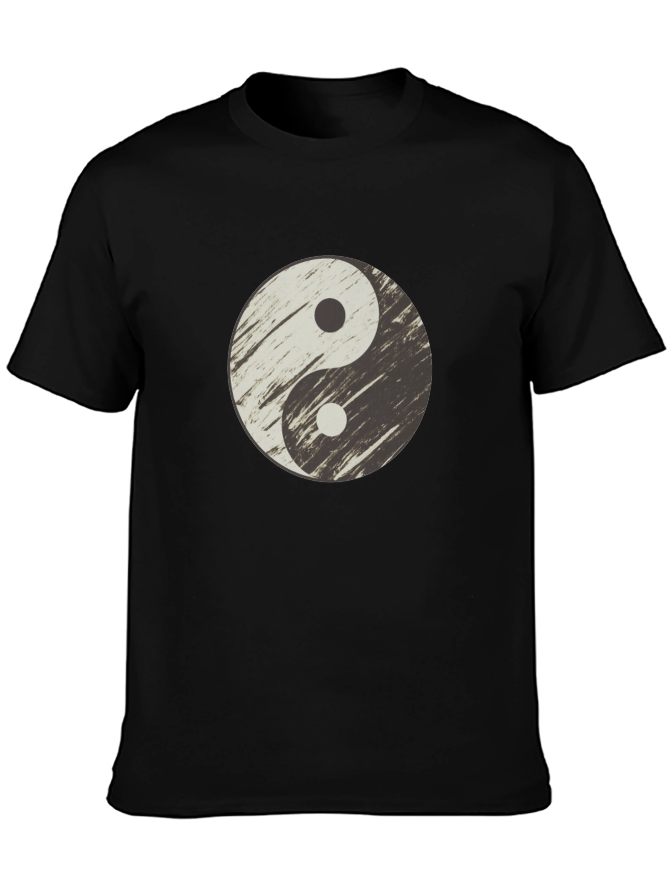 Yin Yang Distressed Graphic T-Shirt - Casual Black Tee
