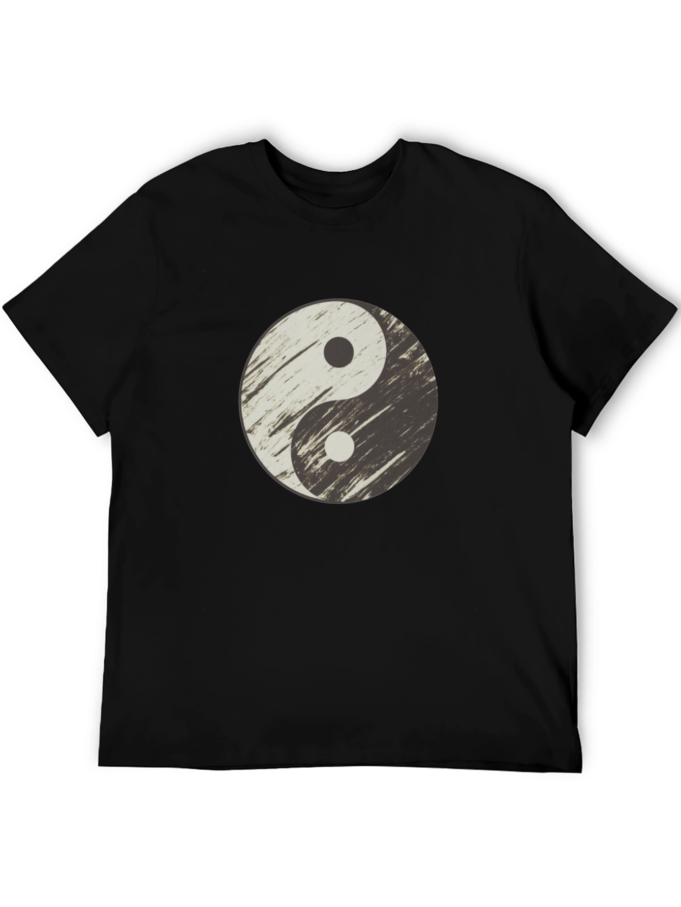 Yin Yang Distressed Graphic T-Shirt - Casual Black Tee