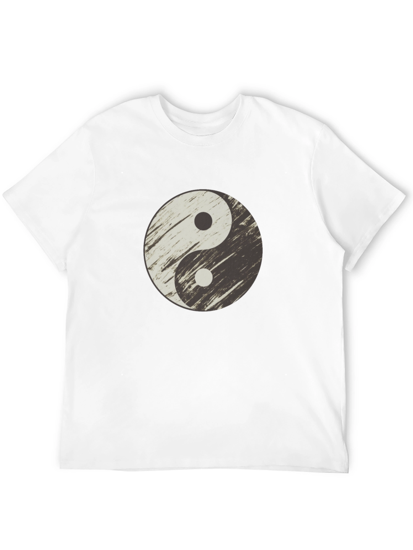 Yin Yang Distressed Graphic T-Shirt - Casual Black Tee