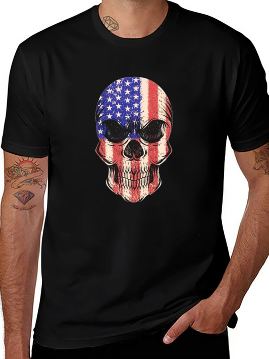 American Flag Skull Graphic T-Shirt