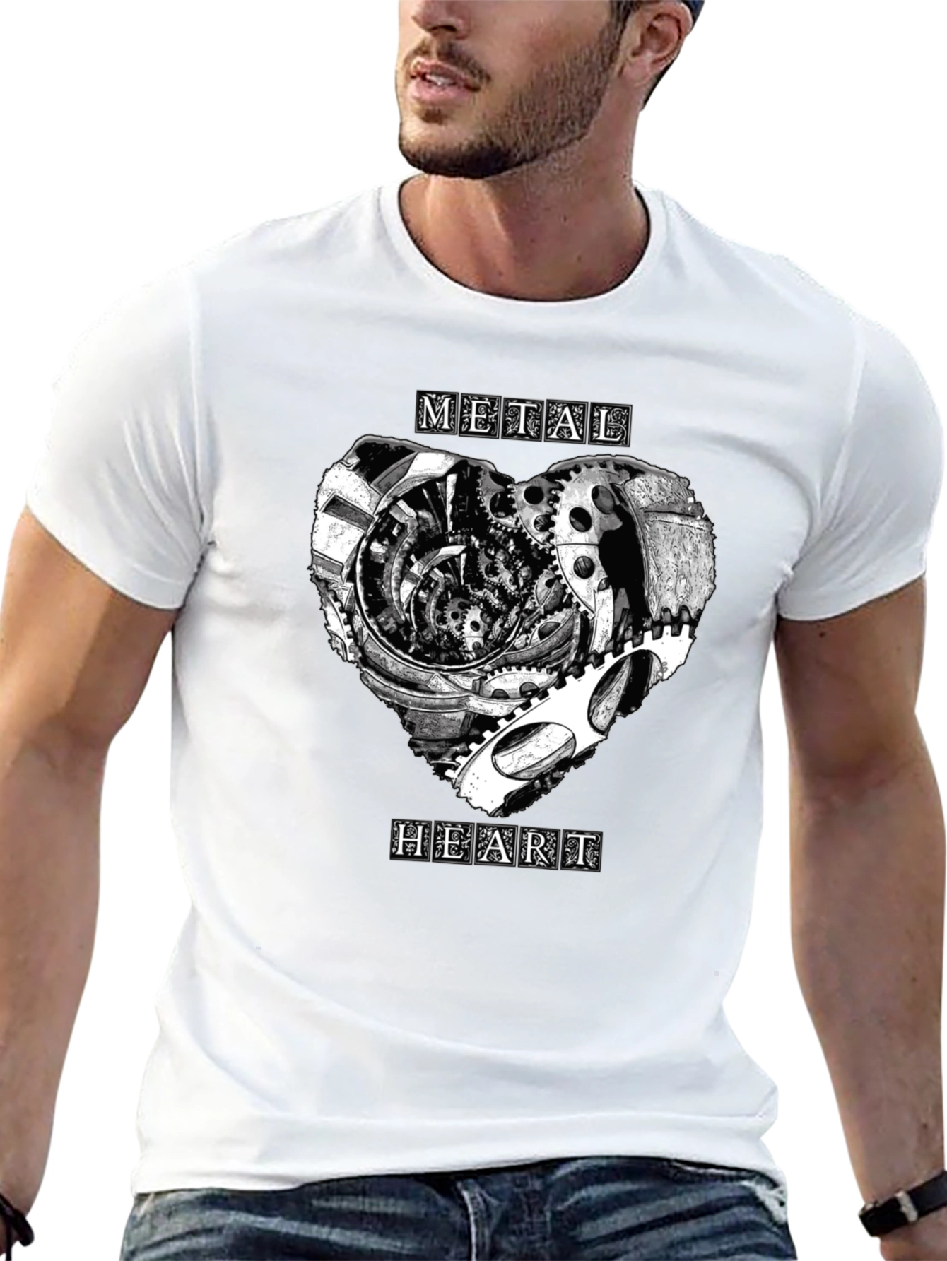 Metal Heart Gearwork T-Shirt - Black Graphic Tee