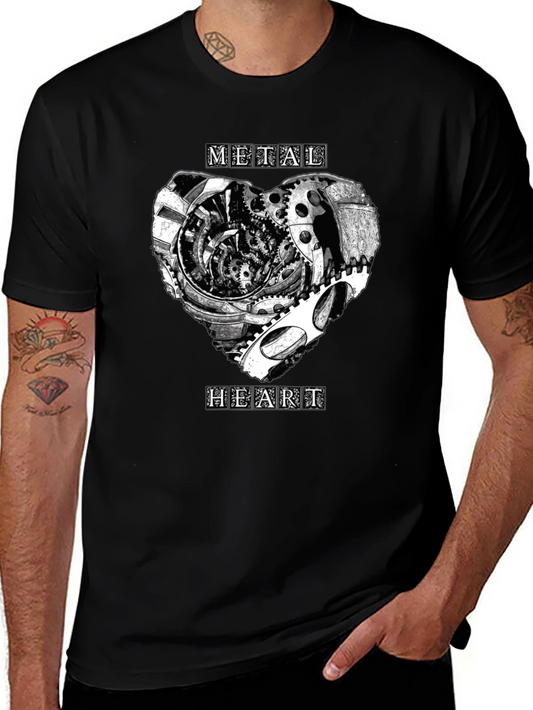 Metal Heart Gearwork T-Shirt - Black Graphic Tee