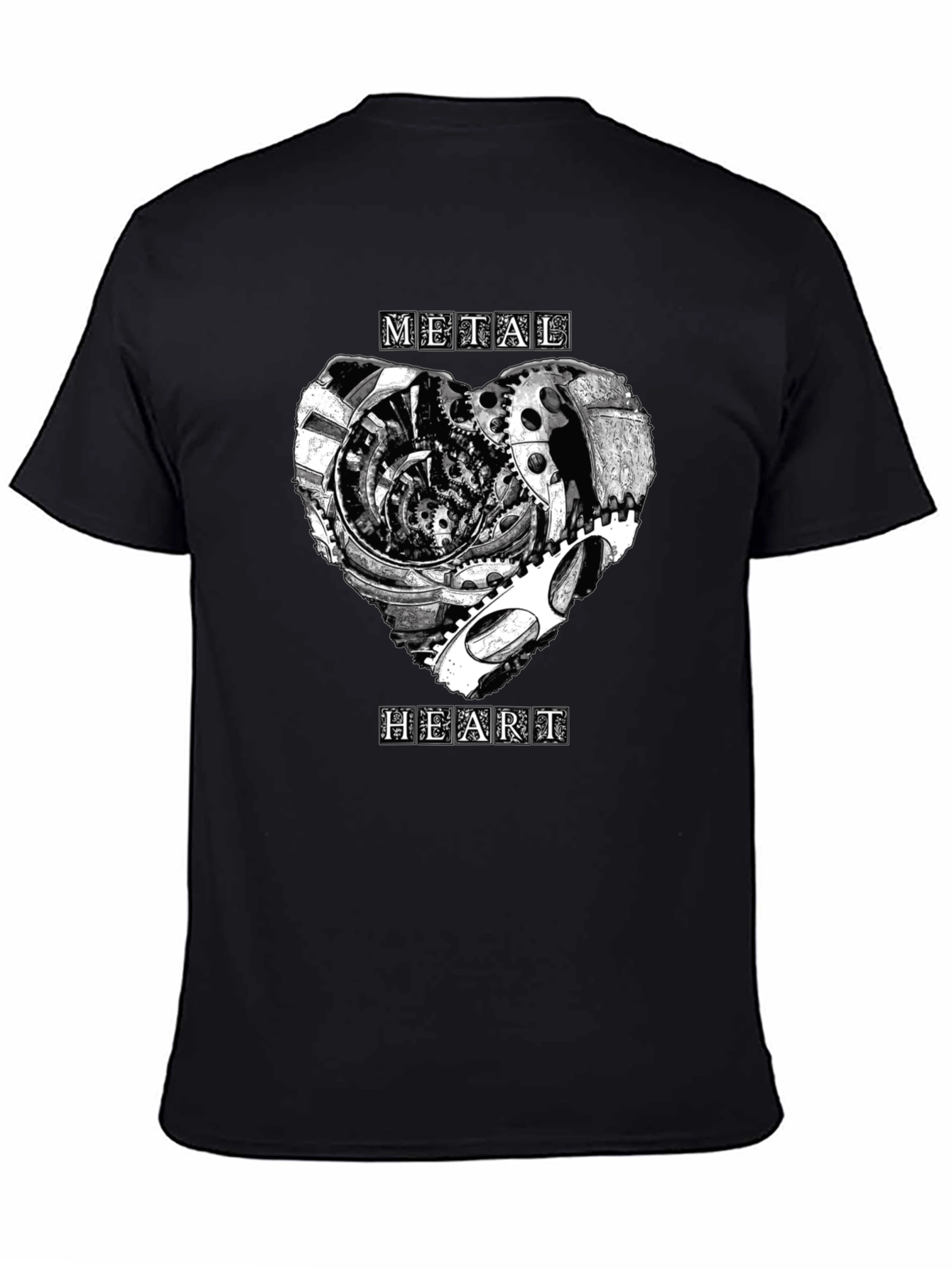 Metal Heart Gearwork T-Shirt - Black Graphic Tee