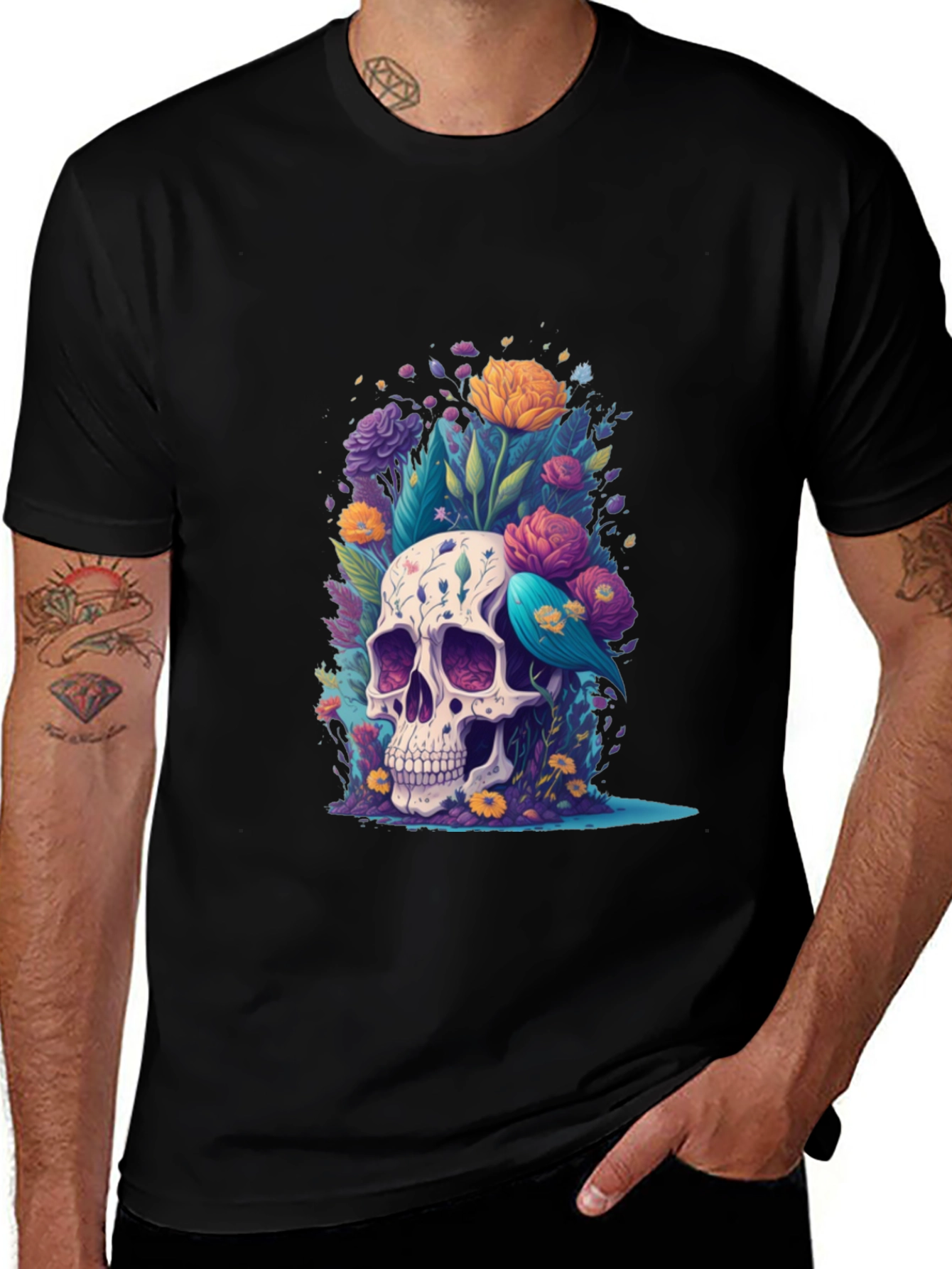 Floral Skull Graphic Tee - Stylish Comfort