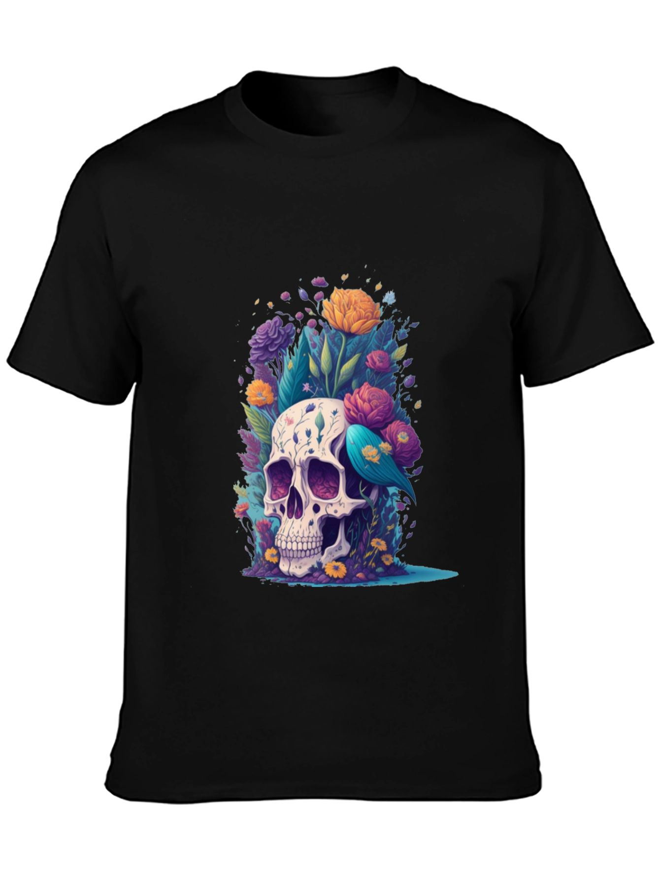 Floral Skull Graphic Tee - Stylish Comfort