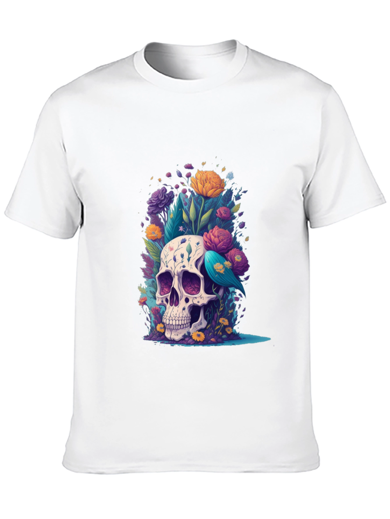 Floral Skull Graphic Tee - Stylish Comfort