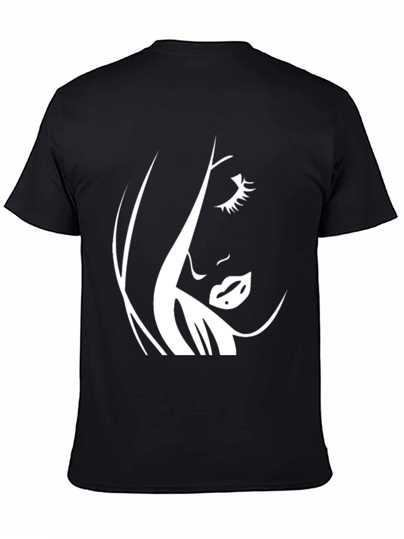 Stylish Black Tee with Abstract Face Design