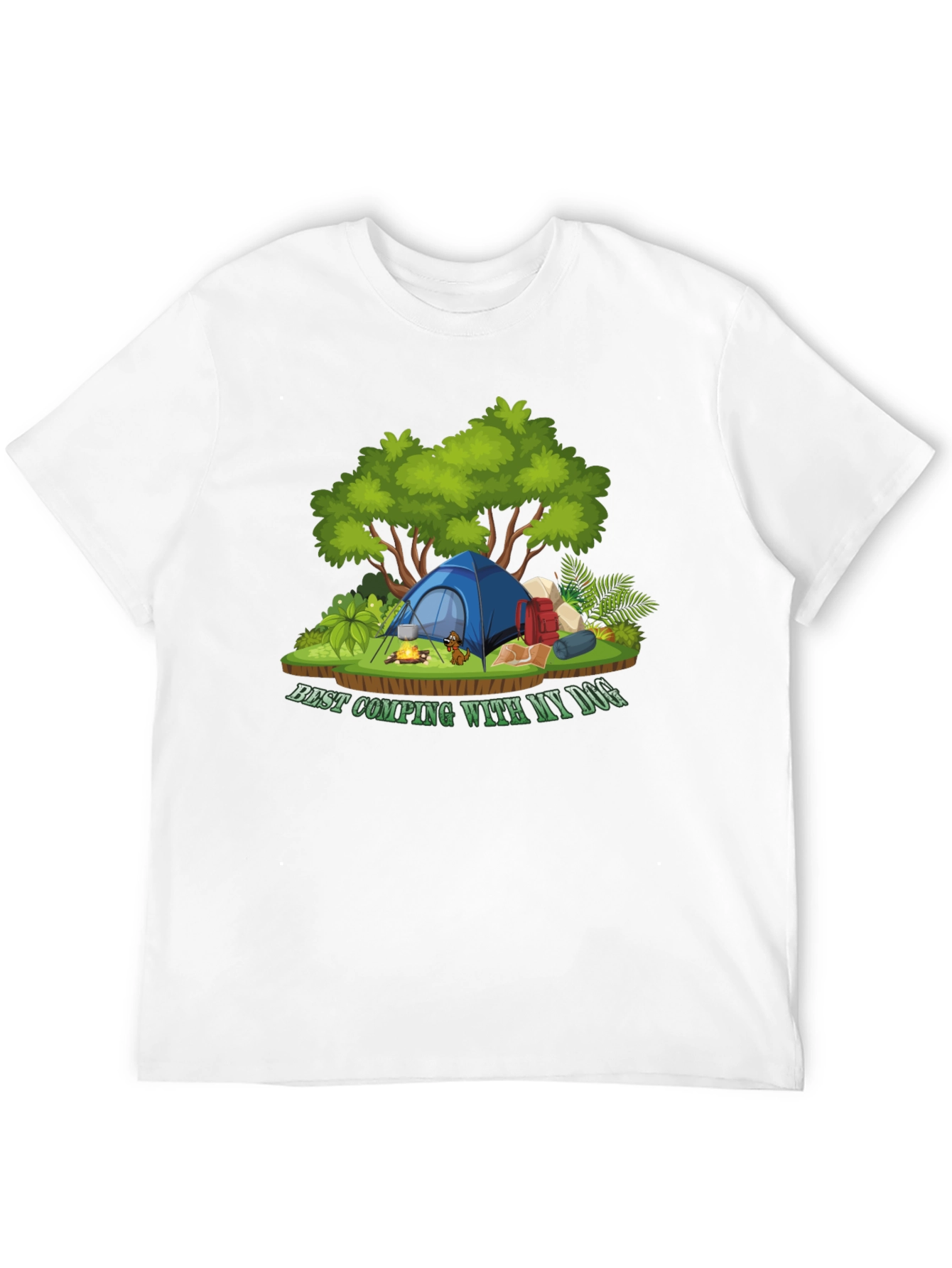 Camping With My Dog Black T-Shirt