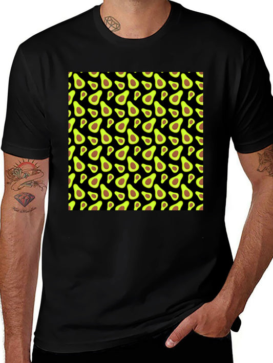 Avocado Pattern Black T-Shirt