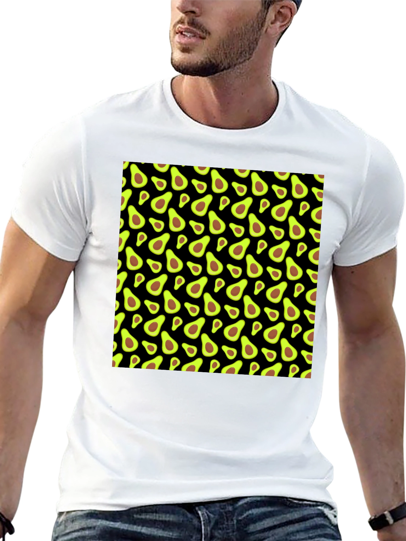 Avocado Pattern Black T-Shirt