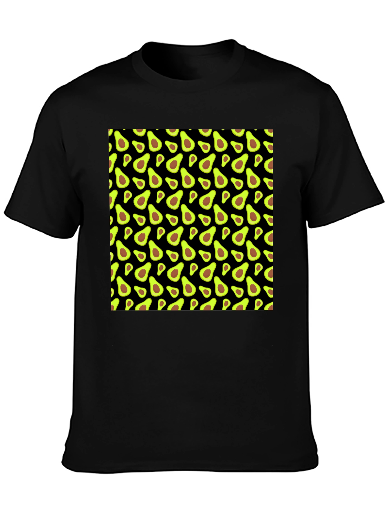 Avocado Pattern Black T-Shirt