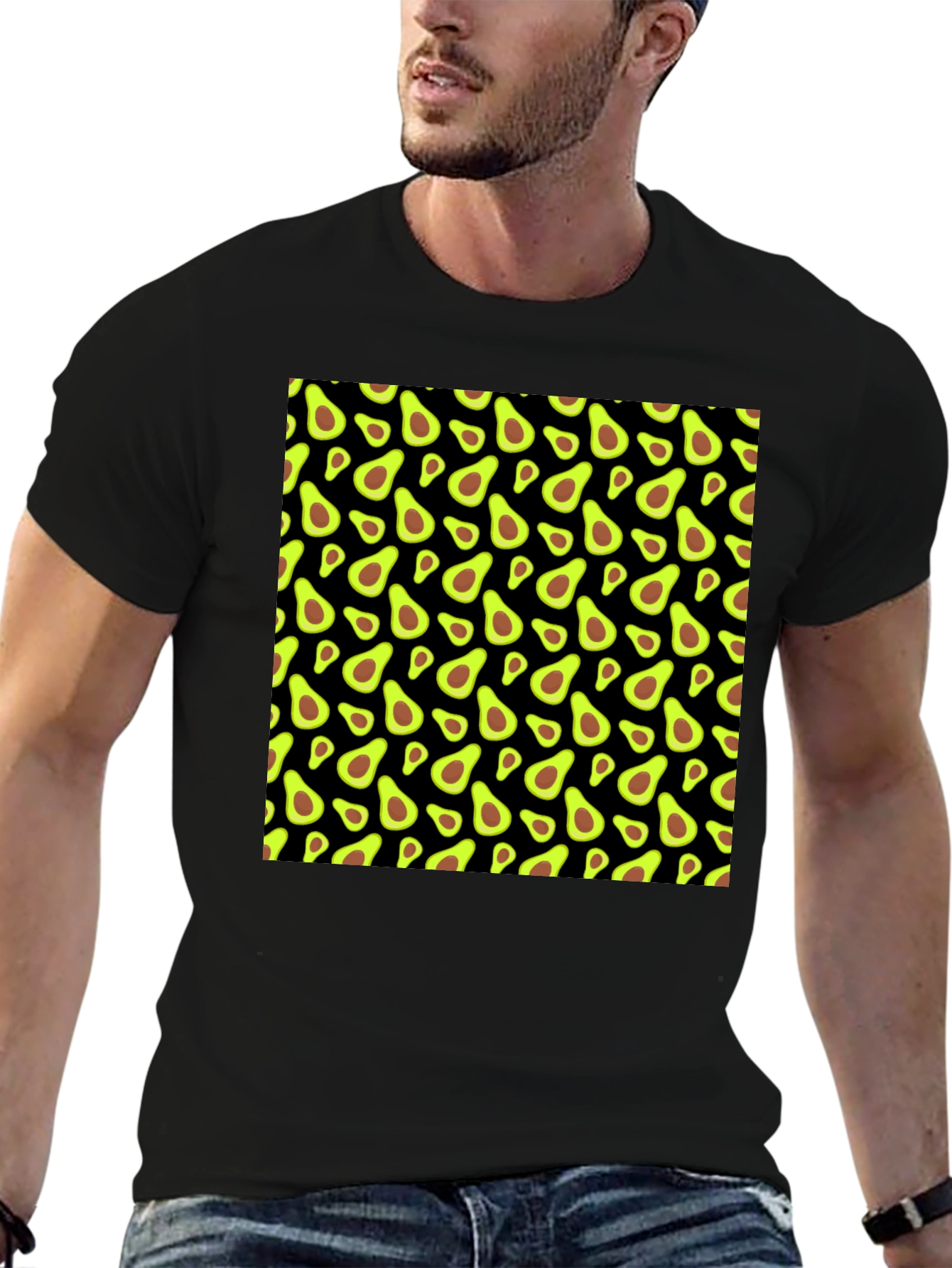Avocado Pattern Black T-Shirt