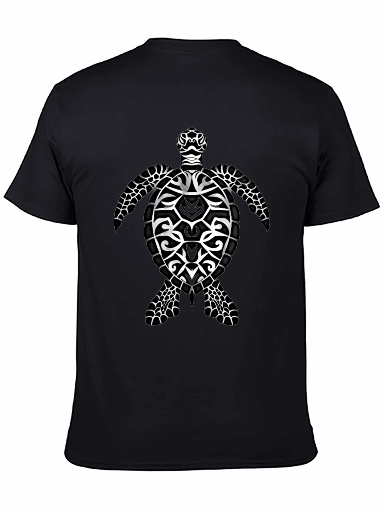 Tribal Sea Turtle Graphic Black T-Shirt