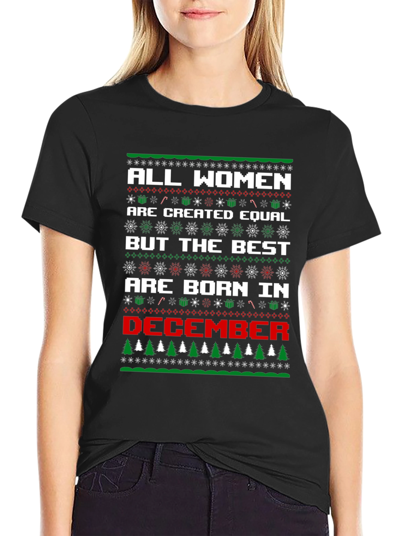 Women Born in December Ugly Christmas Sweater T-Shirt