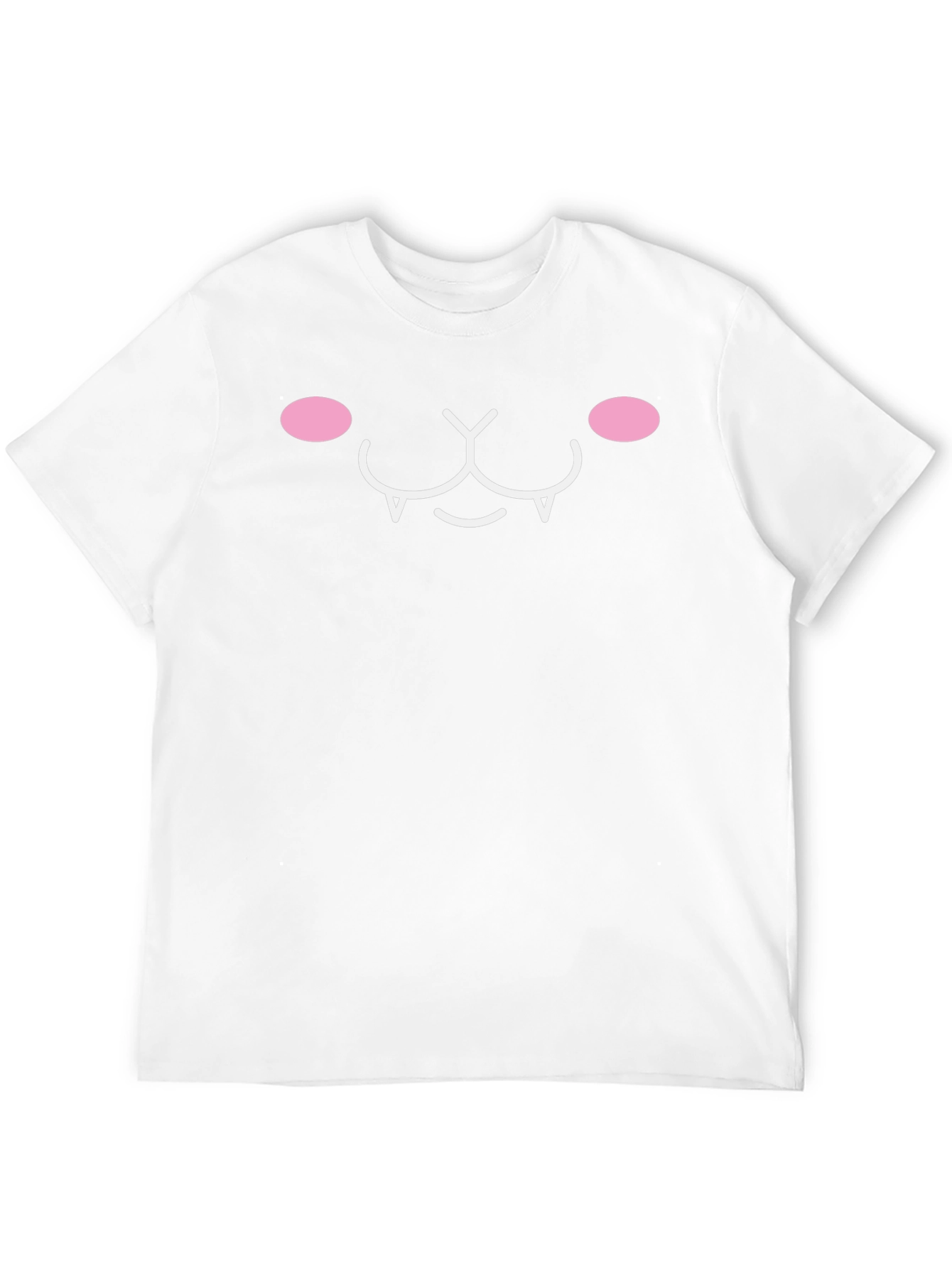 Cute Kawaii Cat Face Graphic Tee - Black