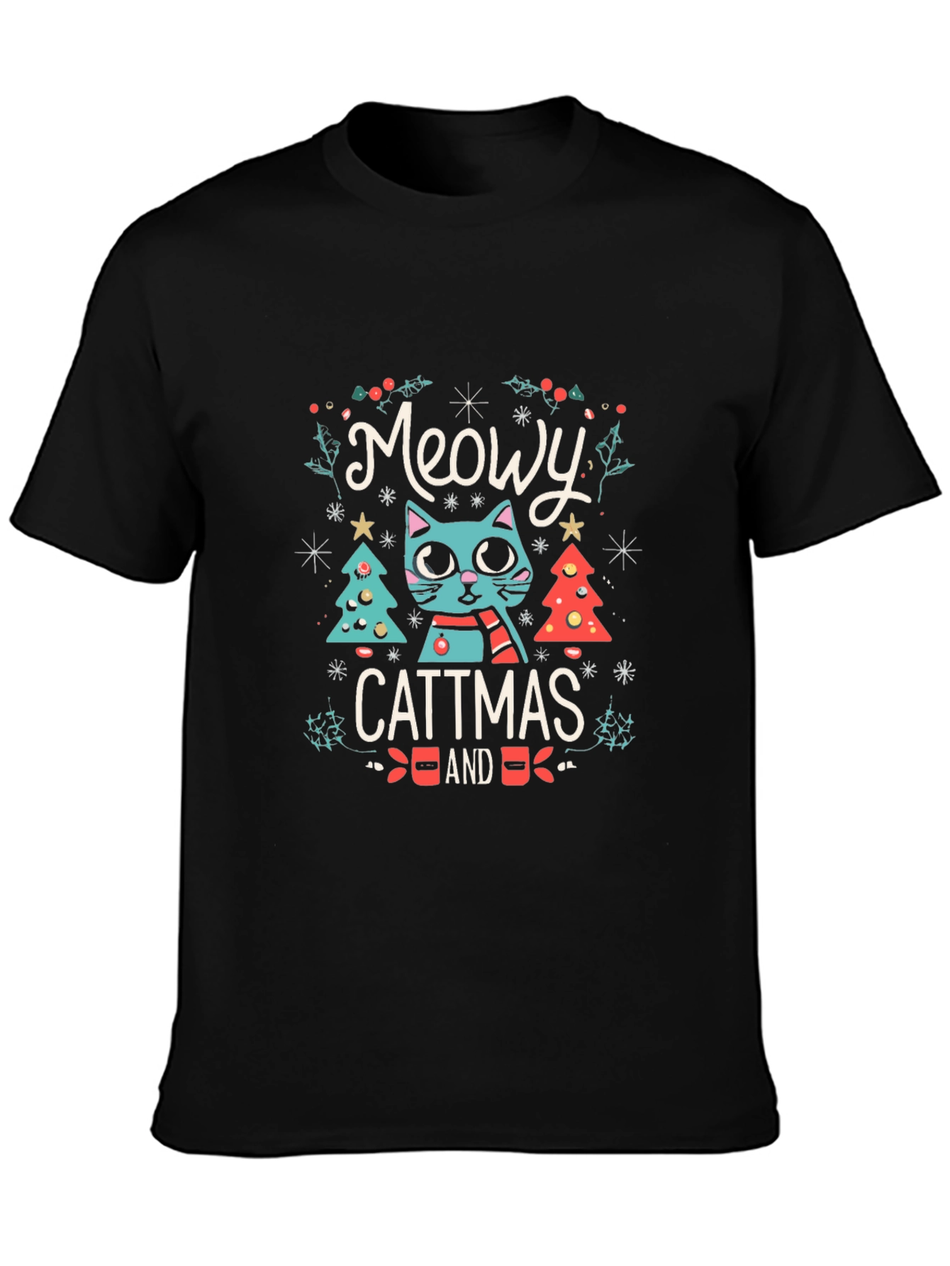 Meowy Cattmas T-Shirt - Festive Holiday Cat Tee