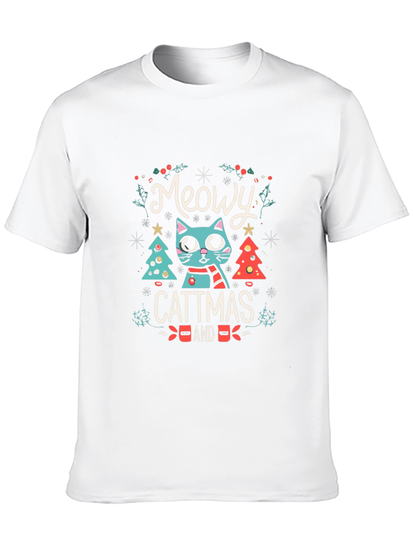 Meowy Cattmas T-Shirt - Festive Holiday Cat Tee