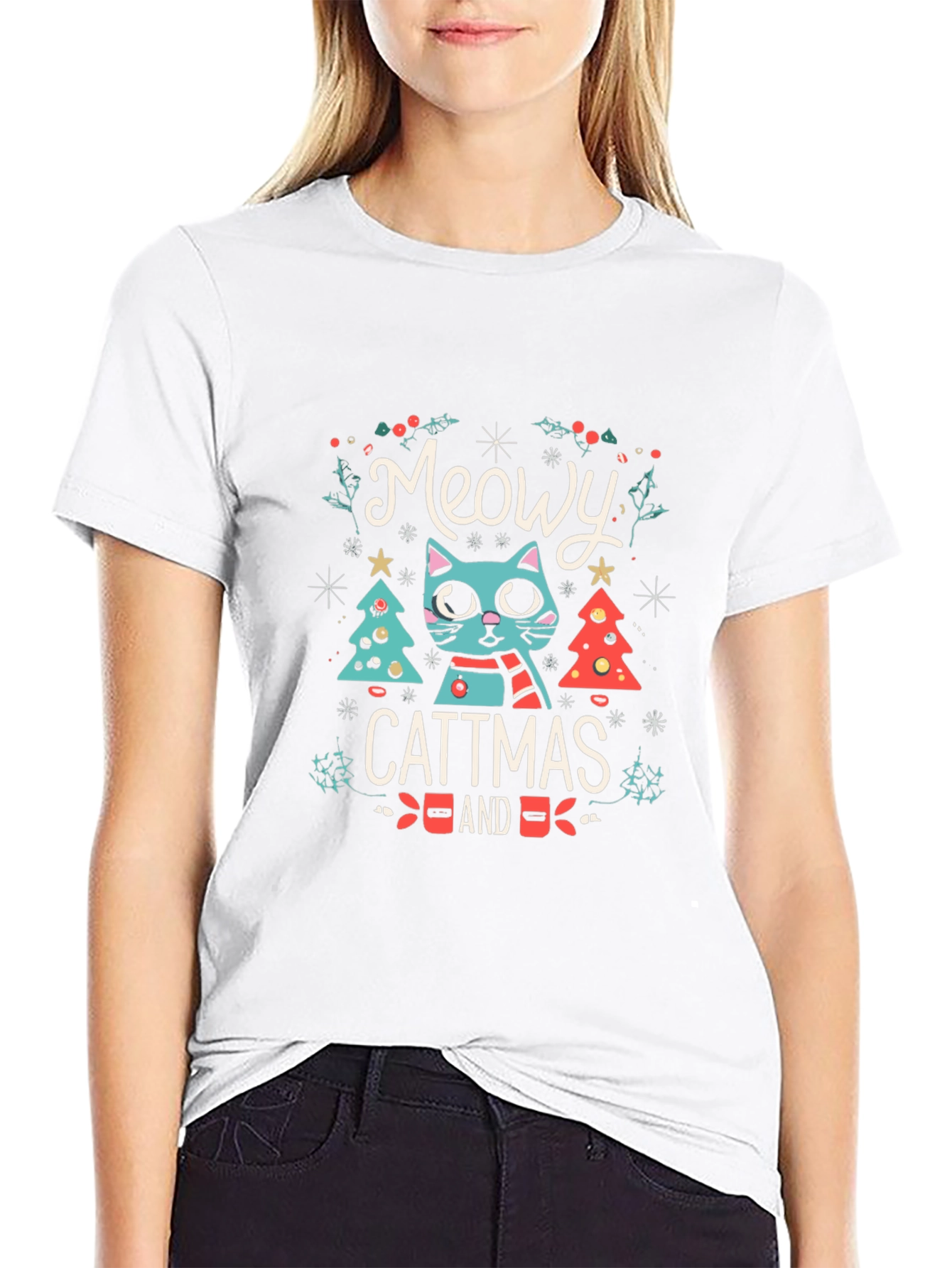 Meowy Cattmas T-Shirt - Festive Holiday Cat Tee