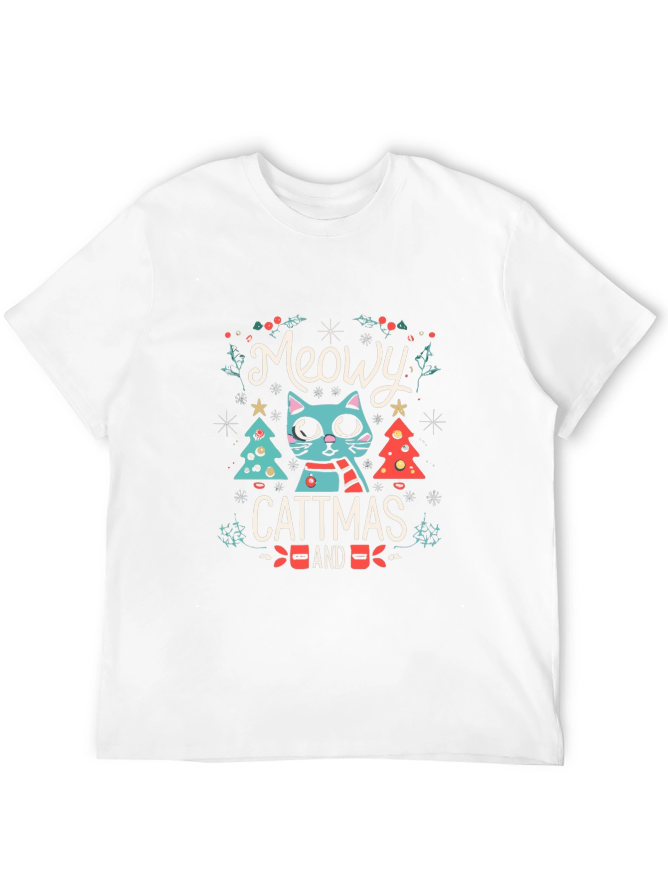 Meowy Cattmas T-Shirt - Festive Holiday Cat Tee