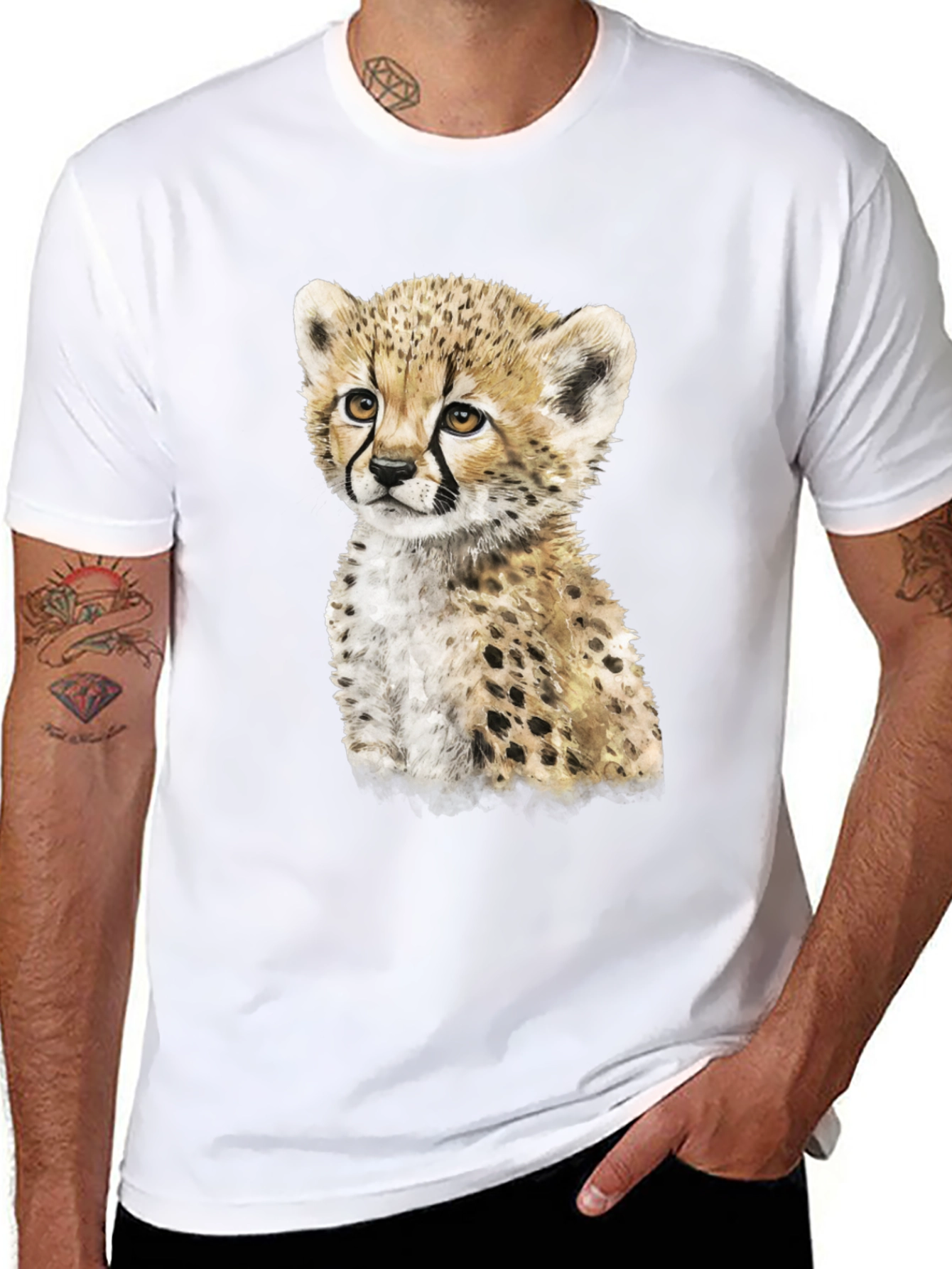 Cheetah Cub Graphic Tee - Cute Animal Print Shirt