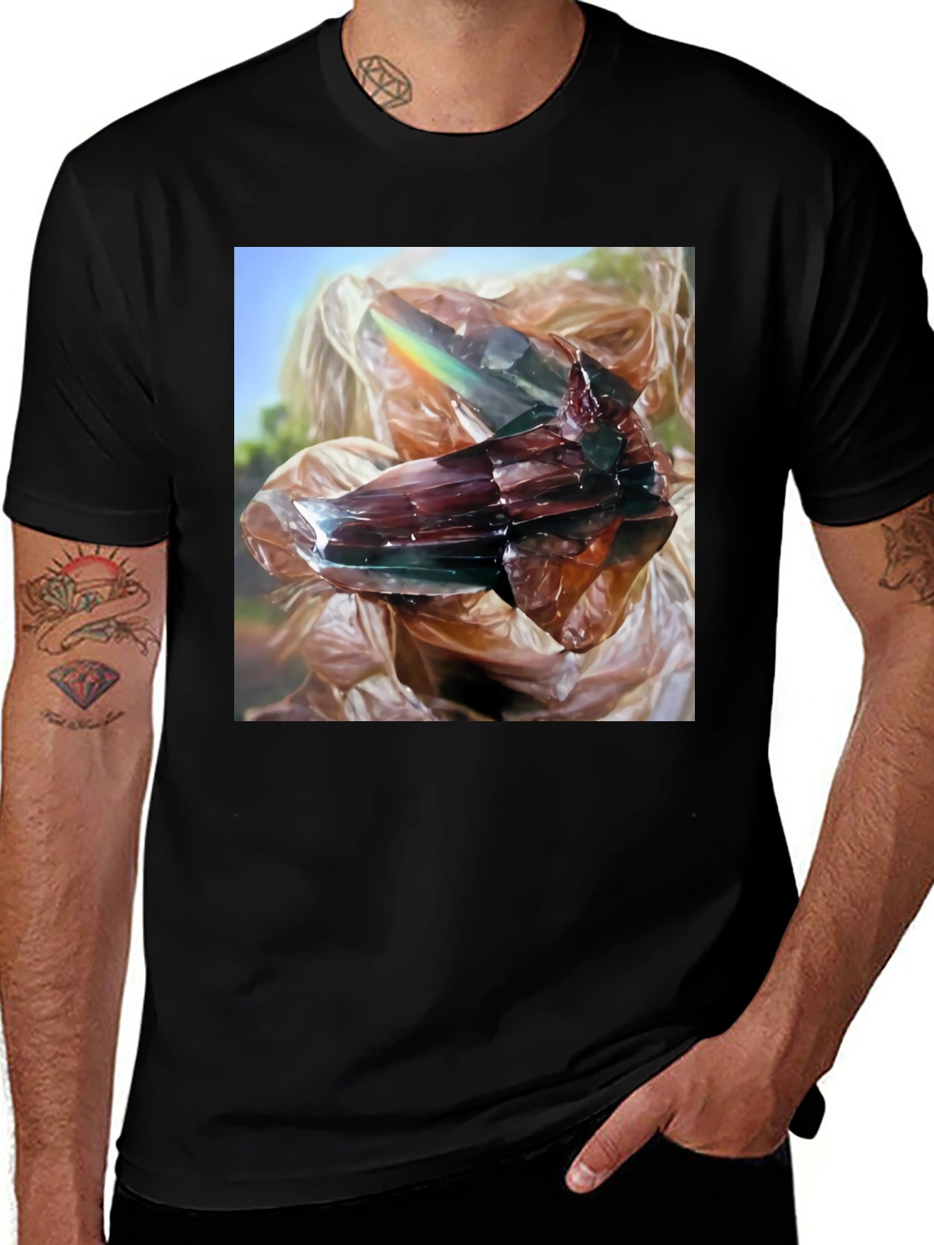 Abstract Crystal Graphic Black T-Shirt
