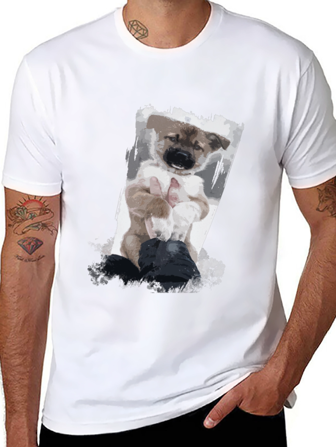 Puppy Art Black T-Shirt