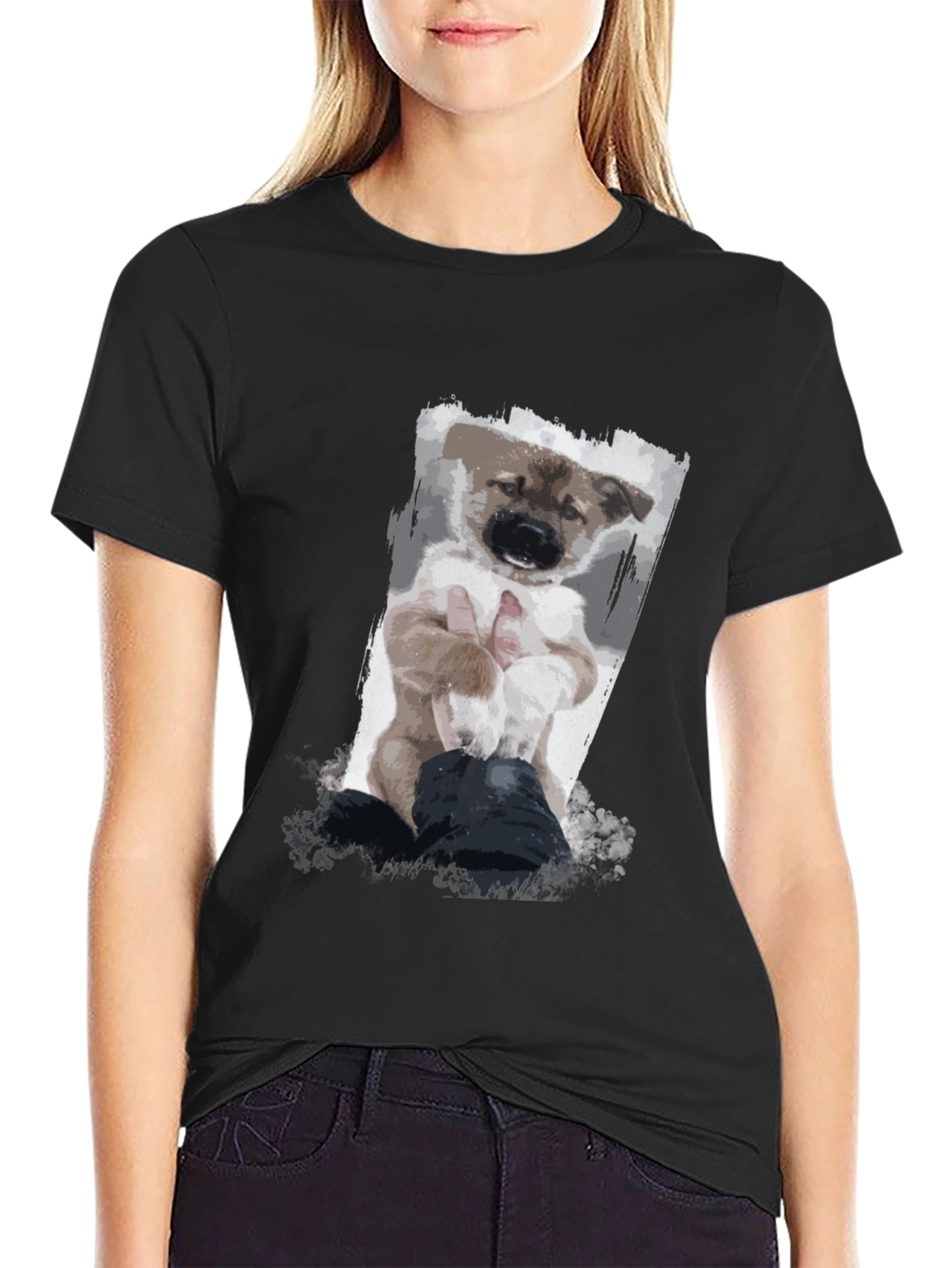 Puppy Art Black T-Shirt
