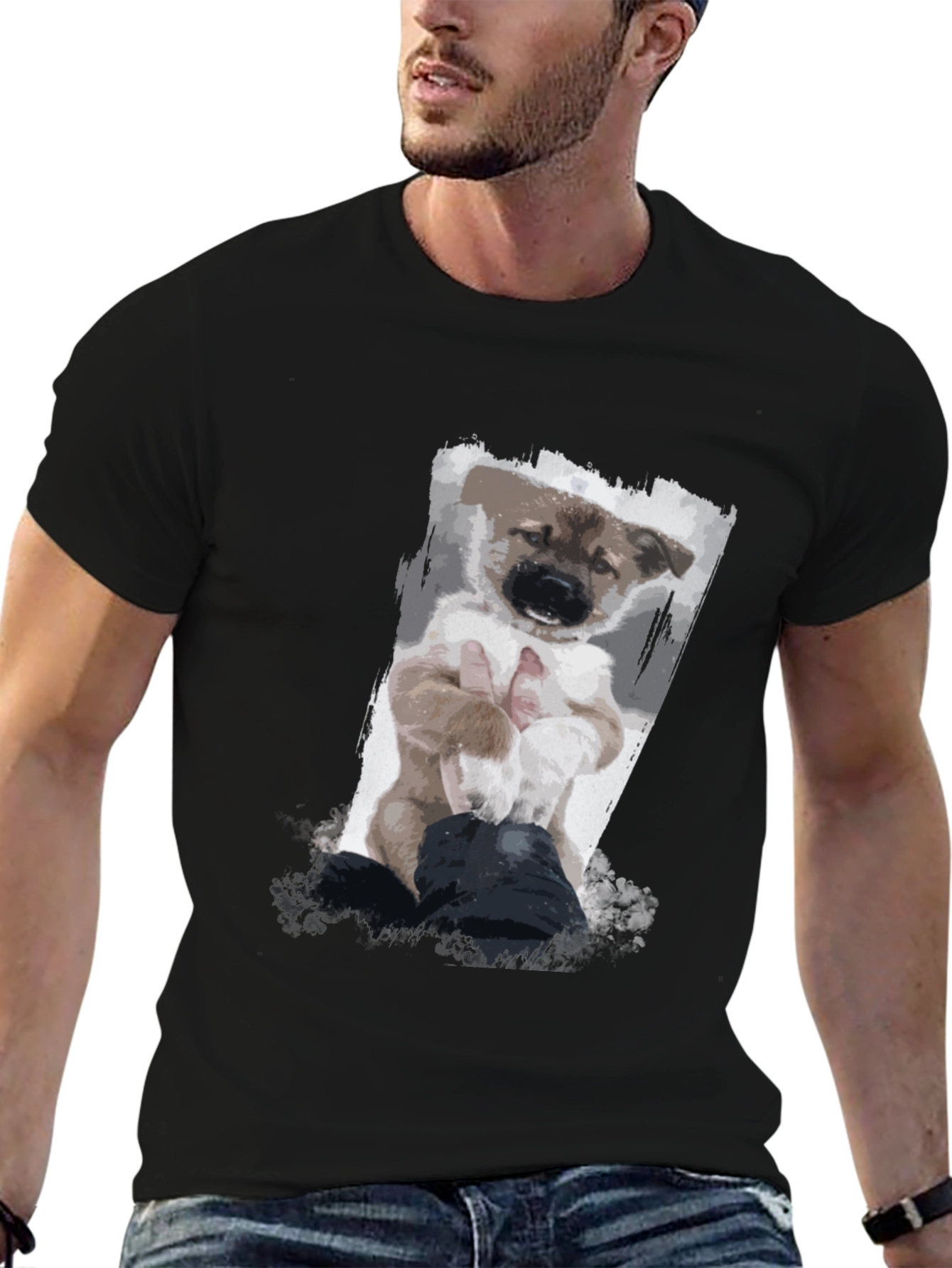 Puppy Art Black T-Shirt