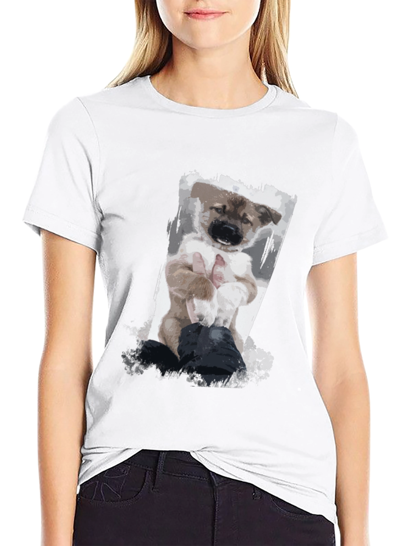 Puppy Art Black T-Shirt