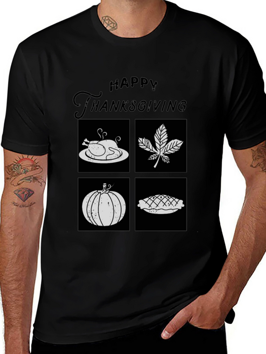 Happy Thanksgiving T-Shirt with Festive Icons