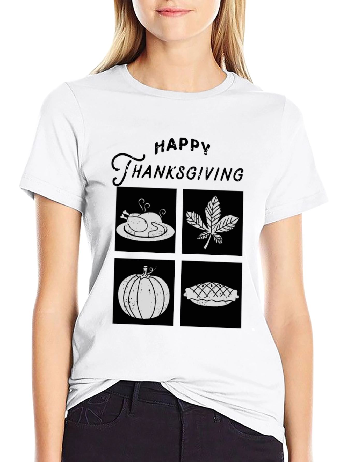 Happy Thanksgiving T-Shirt with Festive Icons